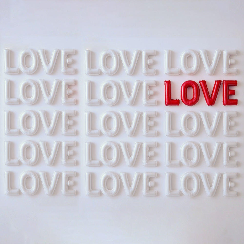 Valentine Backdrop White Red Love Letters Backdrop Valentine's Day Backdrop UK MRR9-53