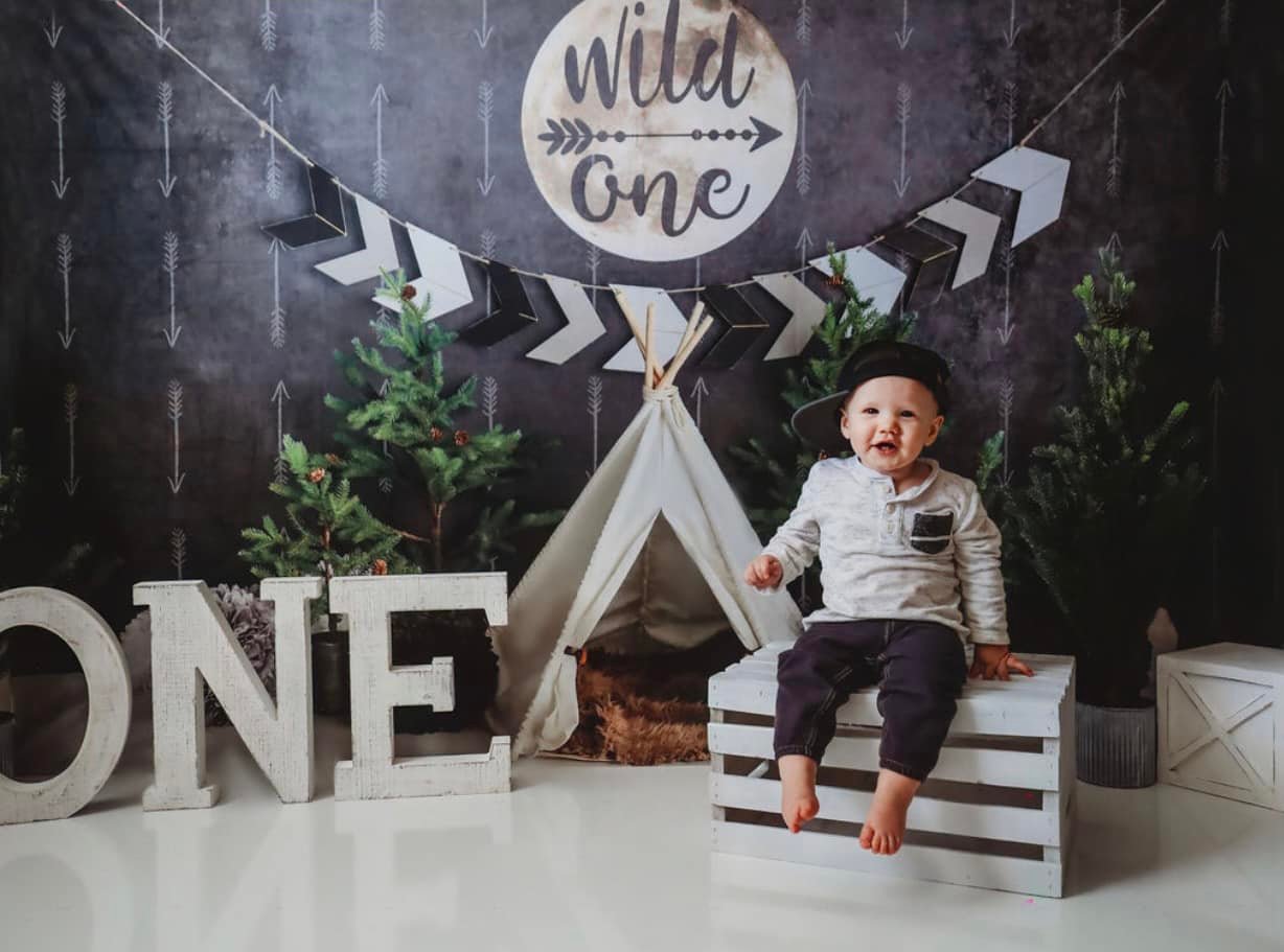 1st Birthday Backdrop Wild One Teepee Adventure Setup Cake Smash Backdrop UK MRR9-5
