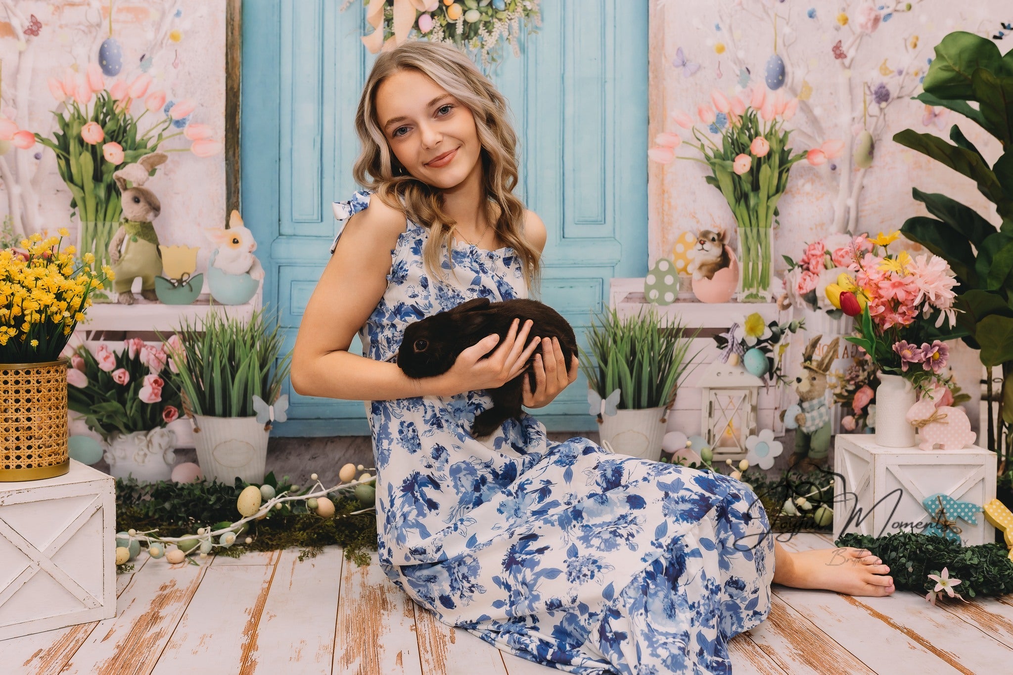 Easter Bunny Backdrop Pastel Bunny Easter Doorway Decor Easter Backdrop UK MRR9-7