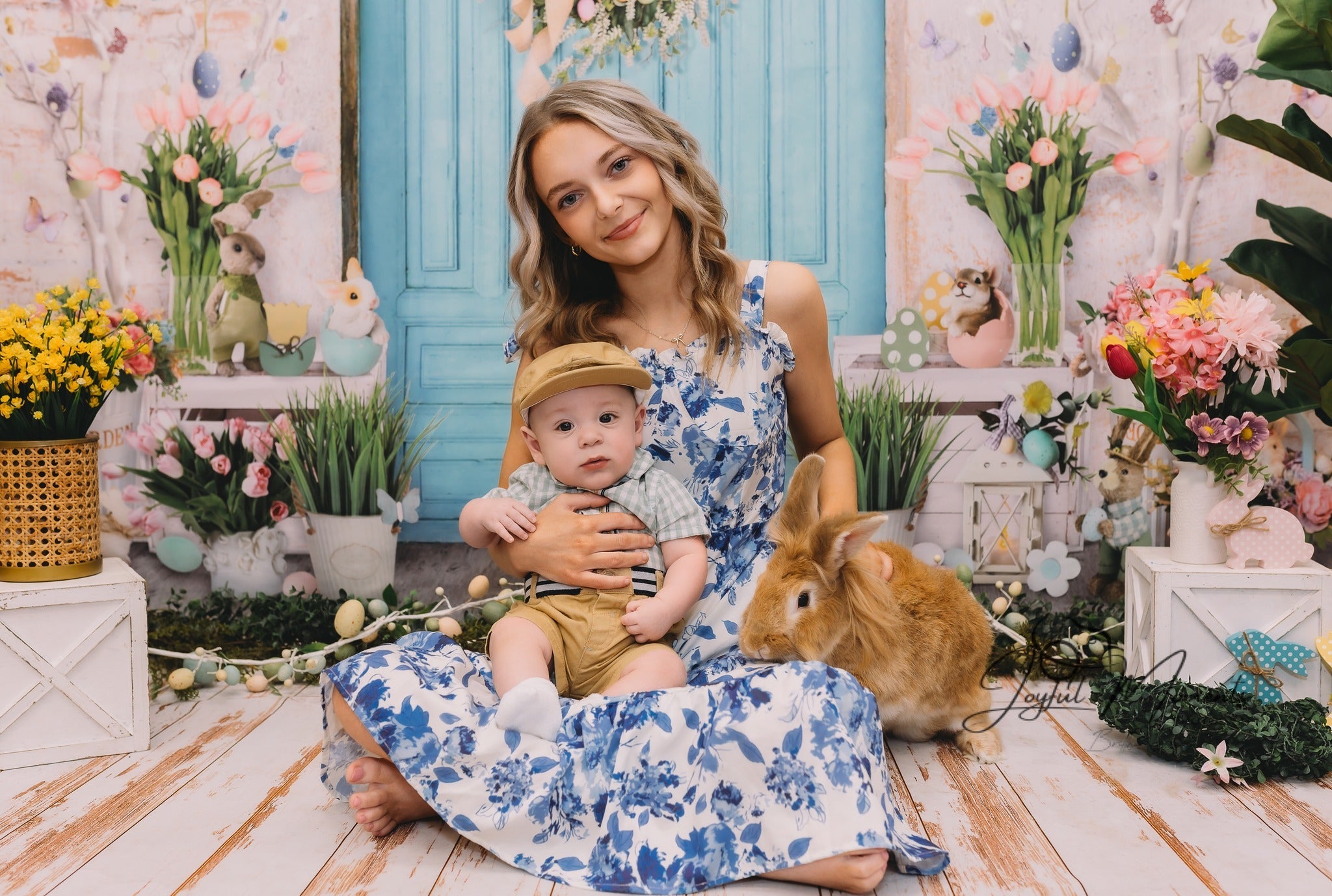 Easter Bunny Backdrop Pastel Bunny Easter Doorway Decor Easter Backdrop UK MRR9-7