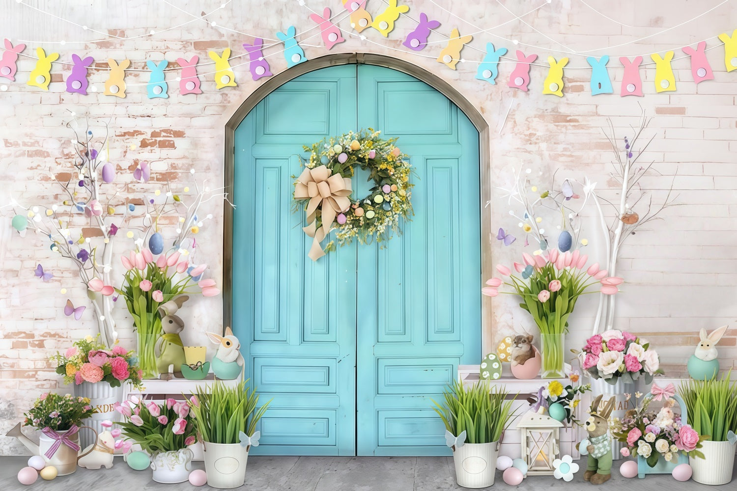 Easter Bunny Backdrop Pastel Bunny Easter Doorway Decor Easter Backdrop UK MRR9-7