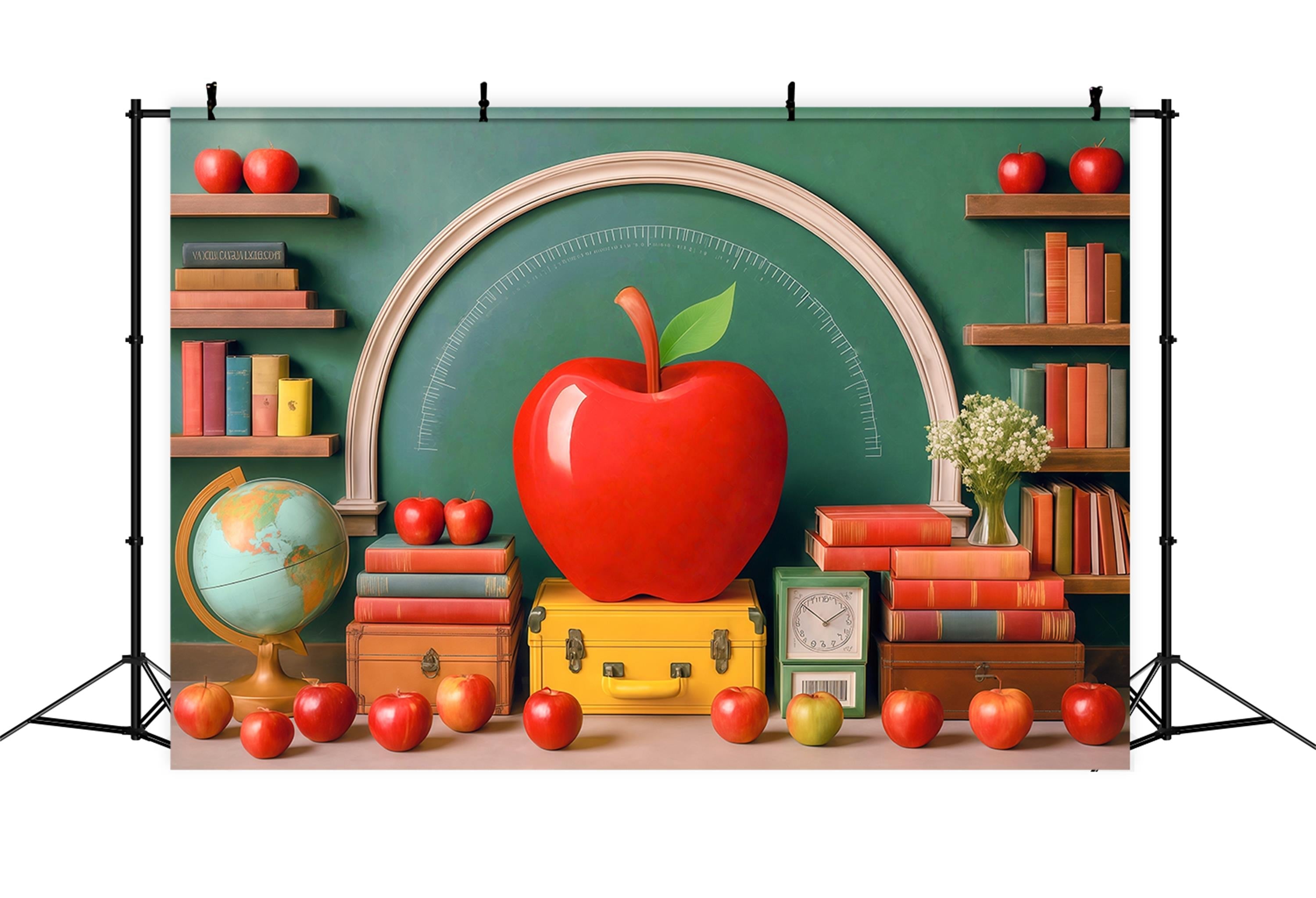 School Photo Backdrop Giant Red Apple Classroom Back To School Backdrop UK MRR9-76