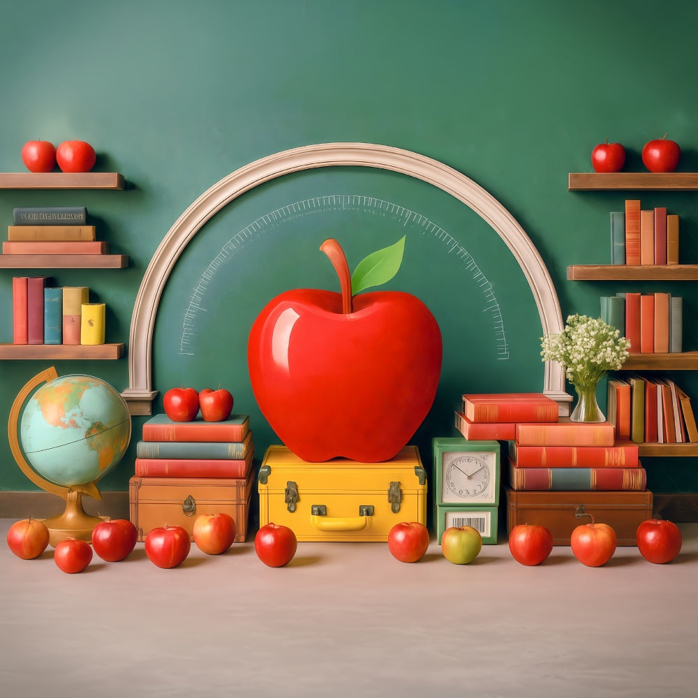 School Photo Backdrop Giant Red Apple Classroom Back To School Backdrop UK MRR9-76