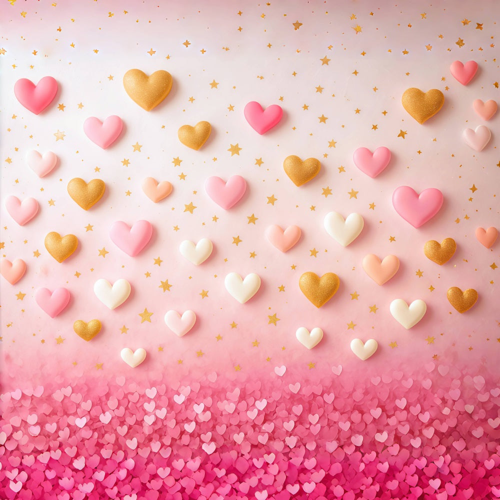 Valentine's Day Backdrop Pink Gold Floating Hearts Valentine Backdrop Ideas UK MRR9-78