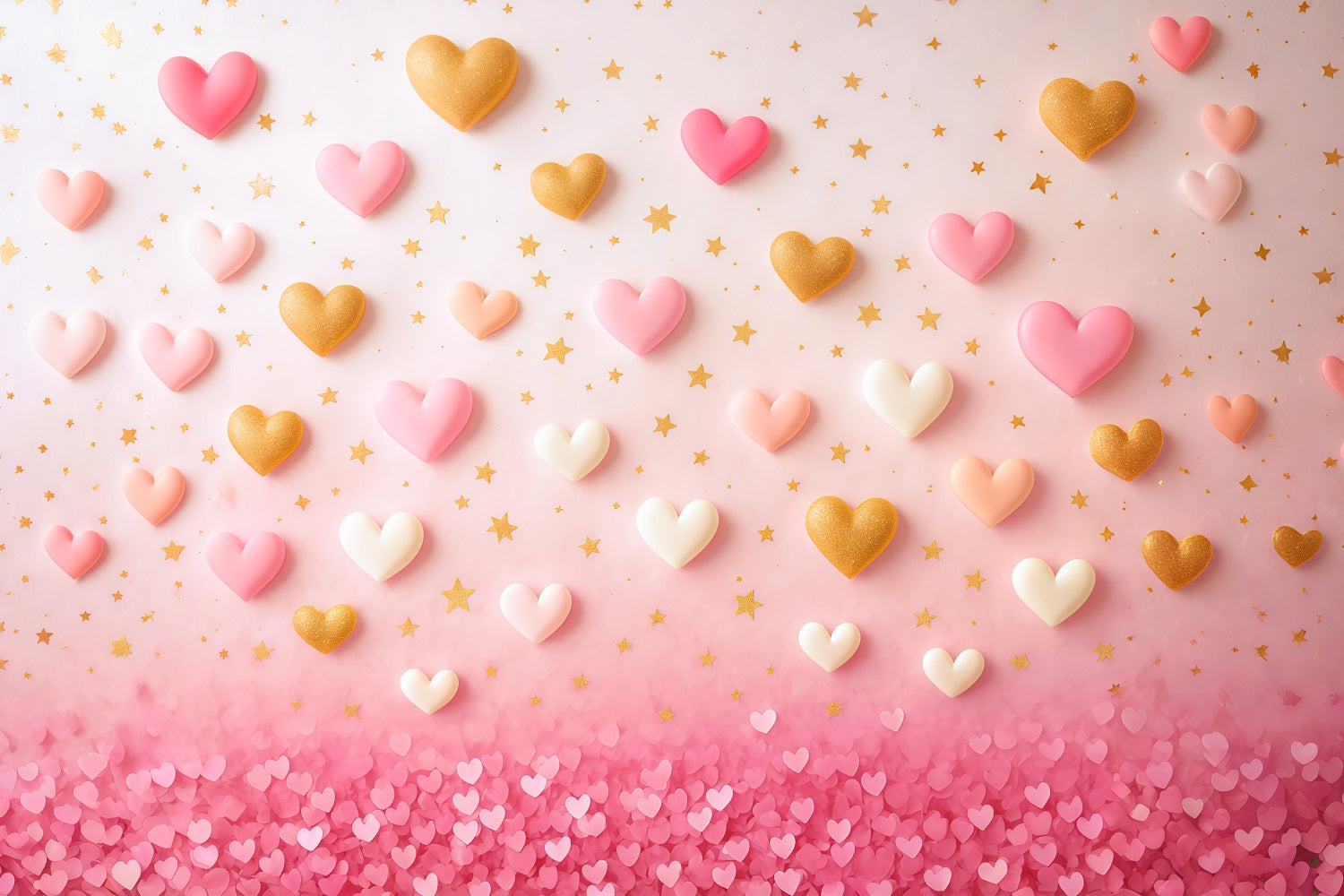 Valentine's Day Backdrop Pink Gold Floating Hearts Valentine Backdrop Ideas UK MRR9-78