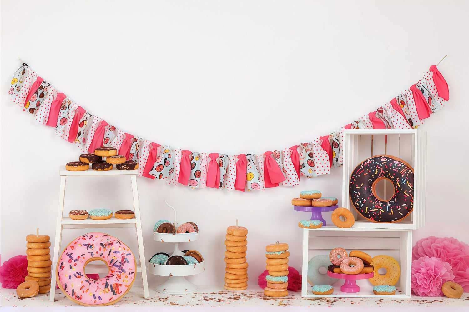Cake Smash Backdrop Colorful Donut Dessert Party Setup Birthday Photo Backdrop UK MRR9-8