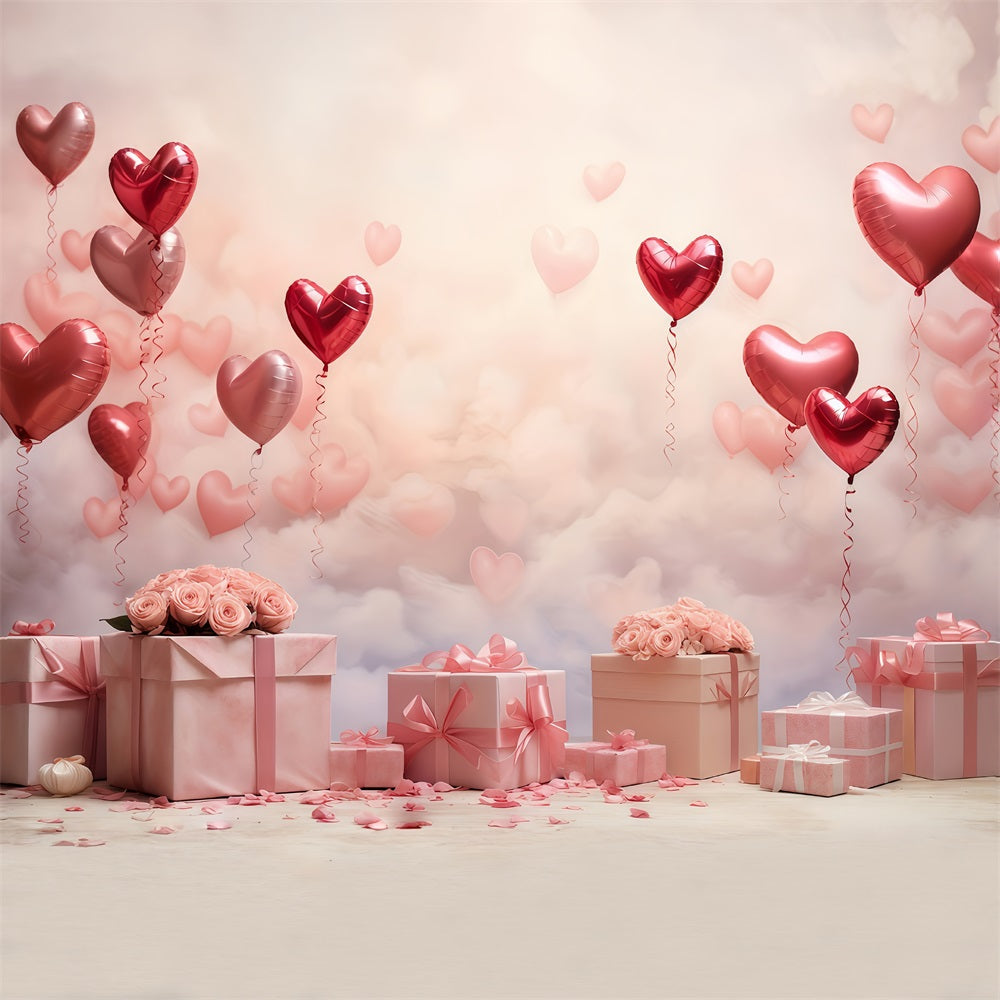 Valentine Backdrop Romantic Heart Balloons Gifts Valentine Photography Backdrop UK MRR9-86