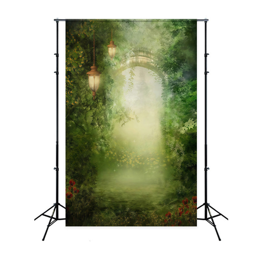 Enchanted Forest Backdrop Magical Misty Arch Lanterns Forest Backdrop UK MRR9-94