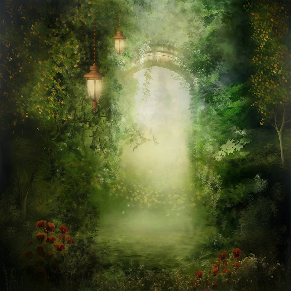 Enchanted Forest Backdrop Magical Misty Arch Lanterns Forest Backdrop UK MRR9-94