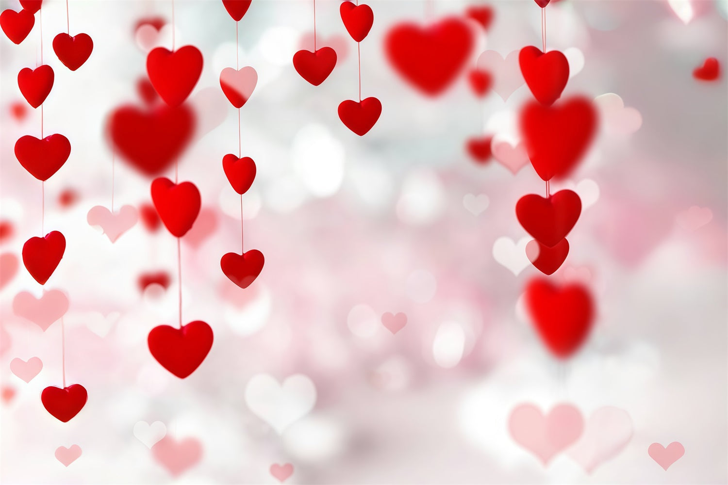 Valentine Backdrop Floating Red Hearts Bokeh Strings Valentine's Day Backdrop UK MRR9-96