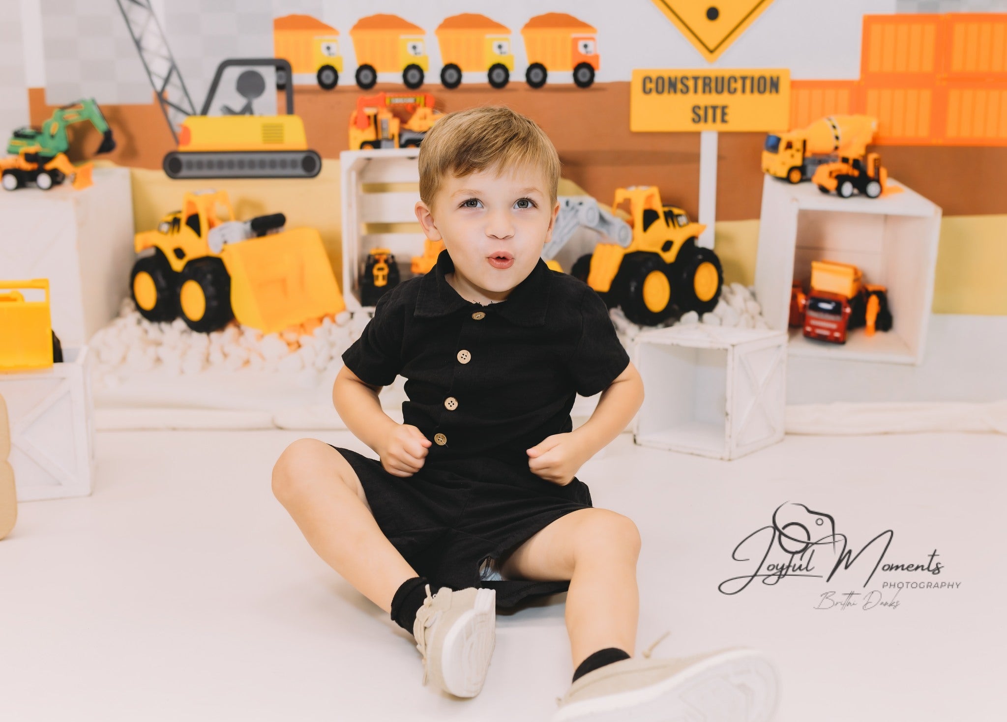 Kids Photo Backdrop Construction Trucks Toy Display Newborn Backdrop UK MRR9-9
