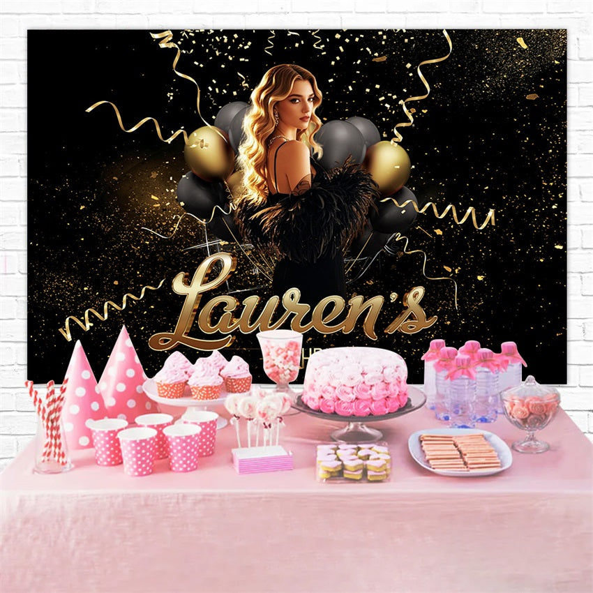Custom Backdrop Birthday Lauren's Glitter Balloon Backdrop UK RR1-101
