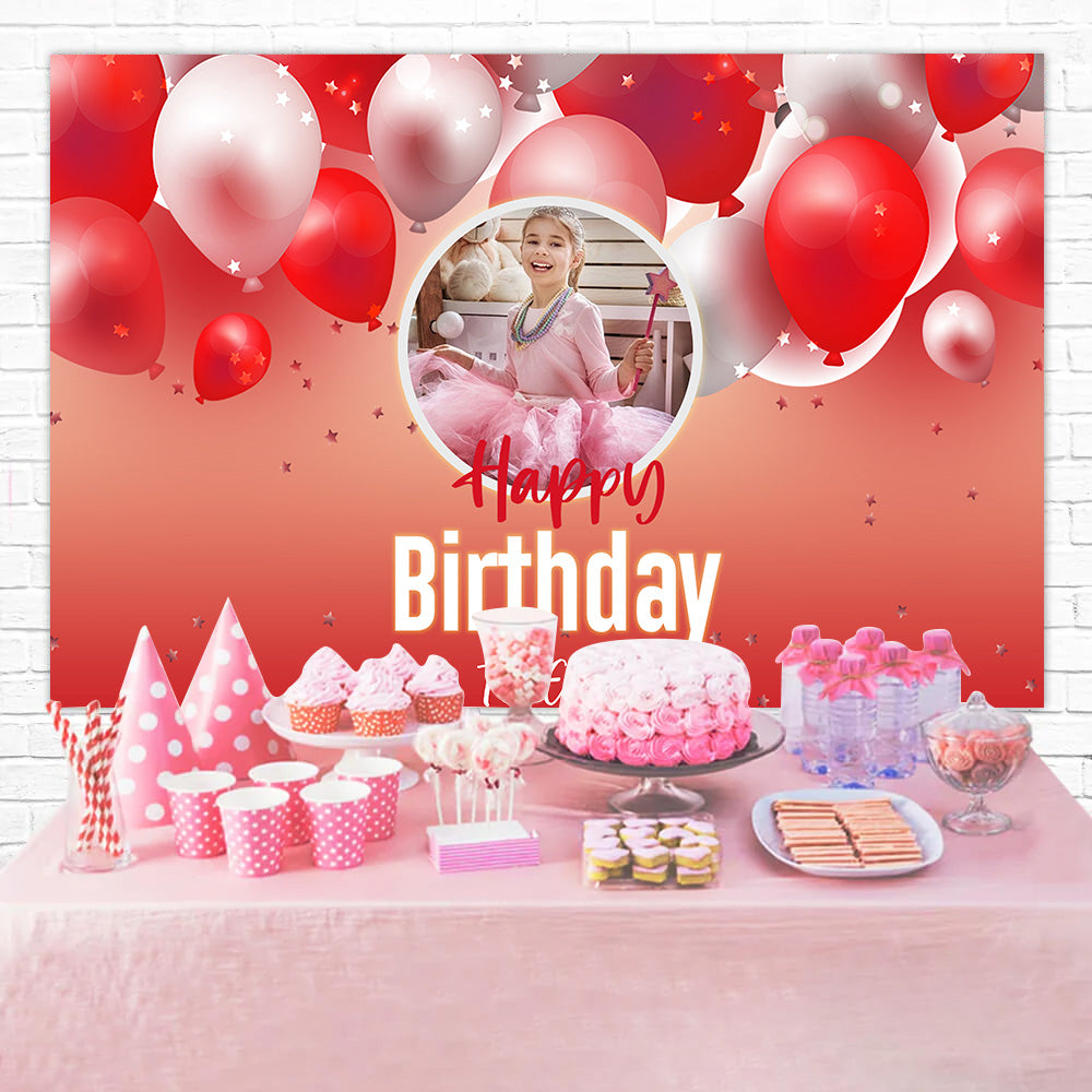 Custom Name Birthday Backdrop Red Balloon Party Backdrop UK RR1-105