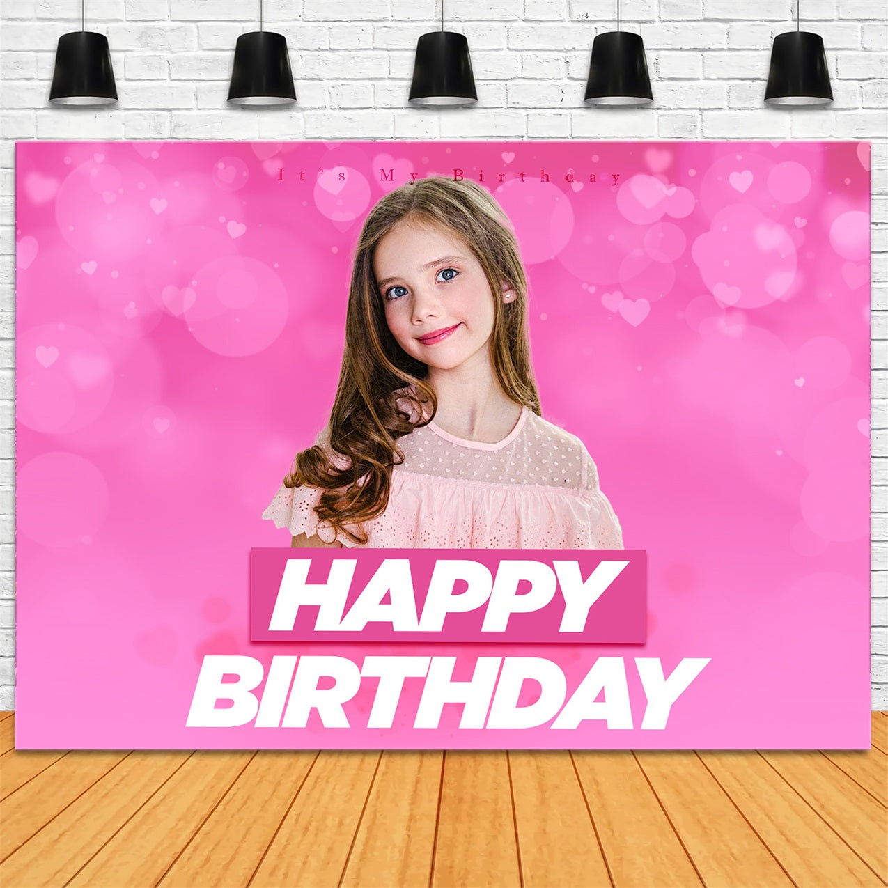 Customised Birthday Backdrop Lovely Pink Theme Backdrop Design UK RR1-107