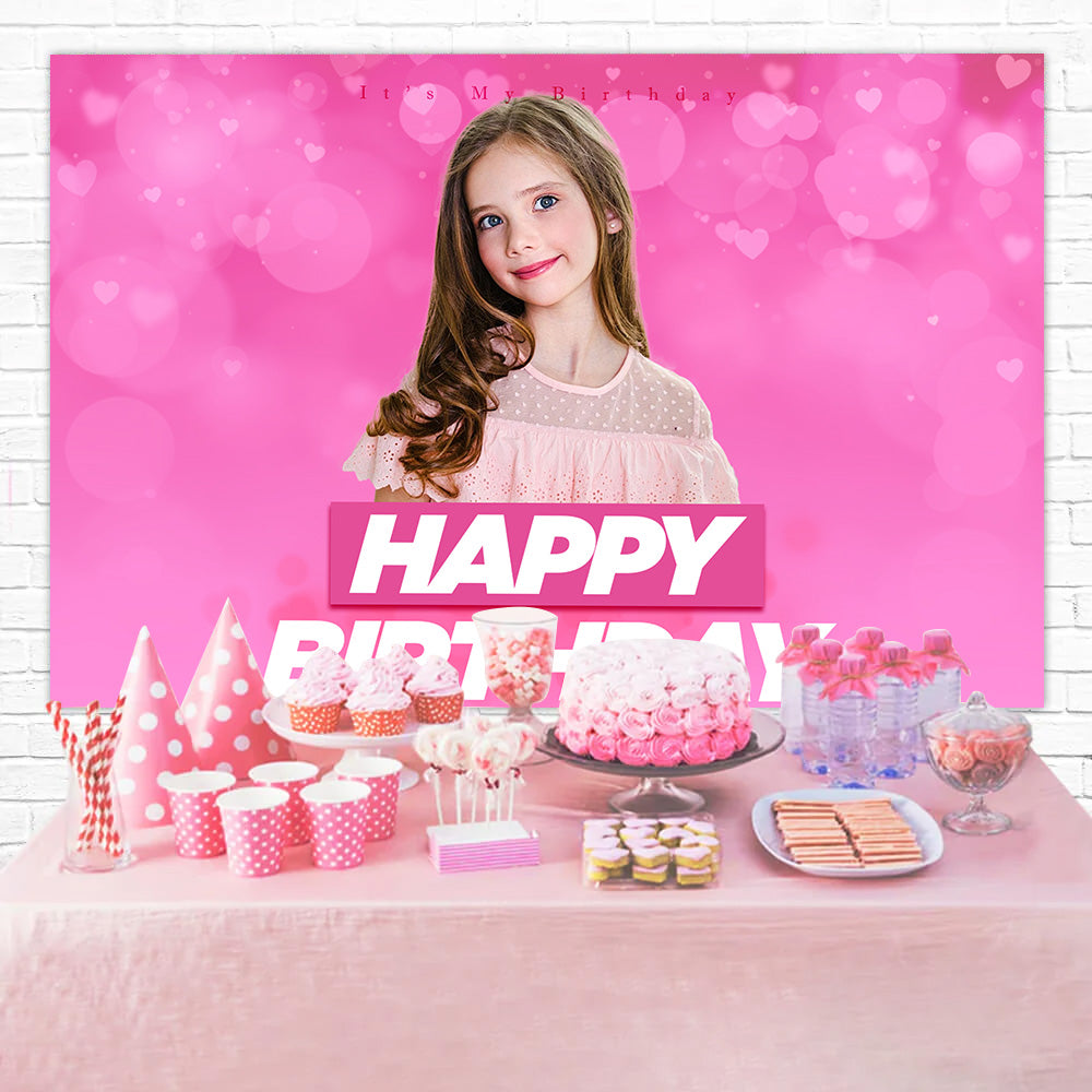 Customised Birthday Backdrop Lovely Pink Theme Backdrop Design UK RR1-107