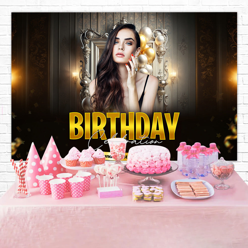 Personalized Birthday Backdrops Majestic Golden Celebration Backdrop UK RR1-108