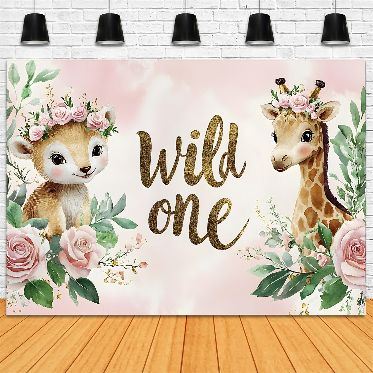 Custom Birthday Backdrop Cute Animals Floral Party Backdrop UK RR1-37