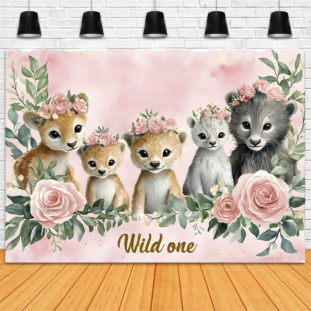 Personalized Birthday Backdrops Floral Animal Friends Backdrop UK RR1-38