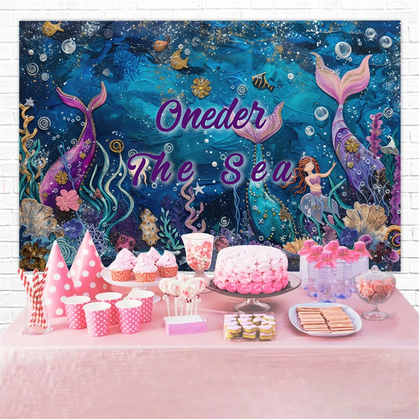 Personalized Birthday Photo Backdrop Colorful Coral Mermaid Backdrop UK RR1-43
