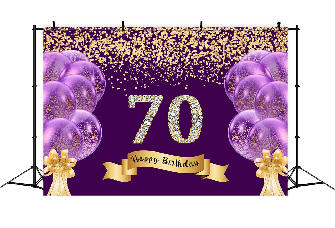 Custom Birthday Backdrop Glitter Balloons Happy 70th Backdrop UK RR1-50