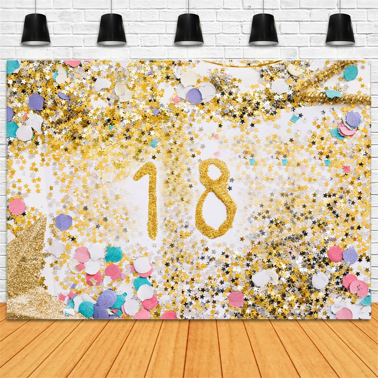 Personalized Birthday Backdrop Gold Confetti Glamorous 18th Backdrop UK RR1-63