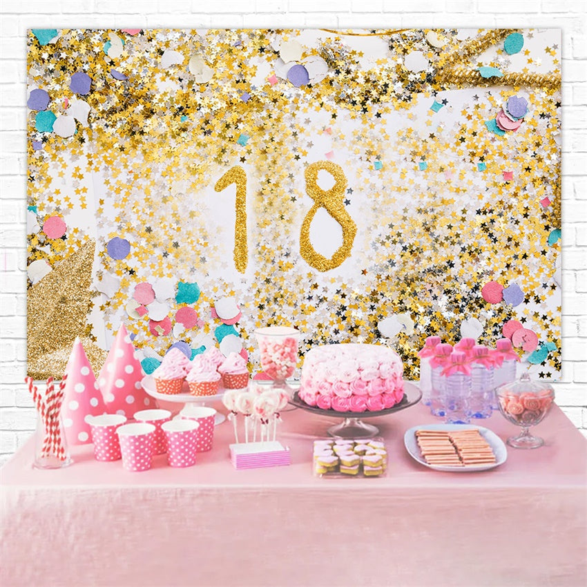 Personalized Birthday Backdrop Gold Confetti Glamorous 18th Backdrop UK RR1-63