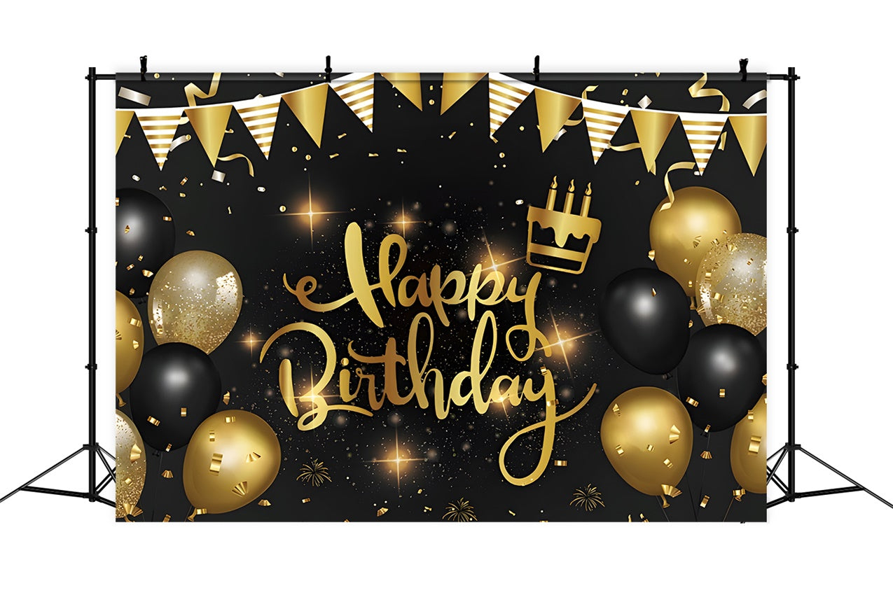 Customized Birthday Backdrop Golden Celebration Balloons Backdrop UK RR12-14