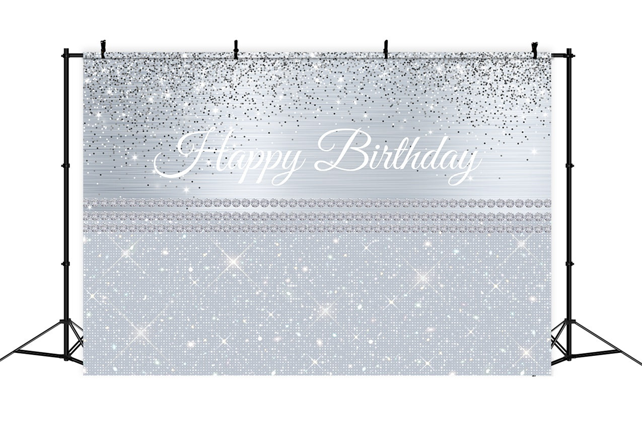 Personalized Birthday Backdrops Silver Glitter Sparkle Backdrop UK RR12-16