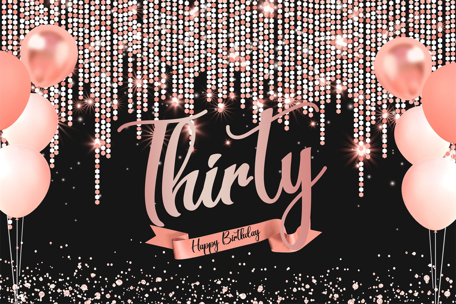 Customized Backdrop For Thirty Birthday Sparkling Balloons Backdrop UK RR12-3