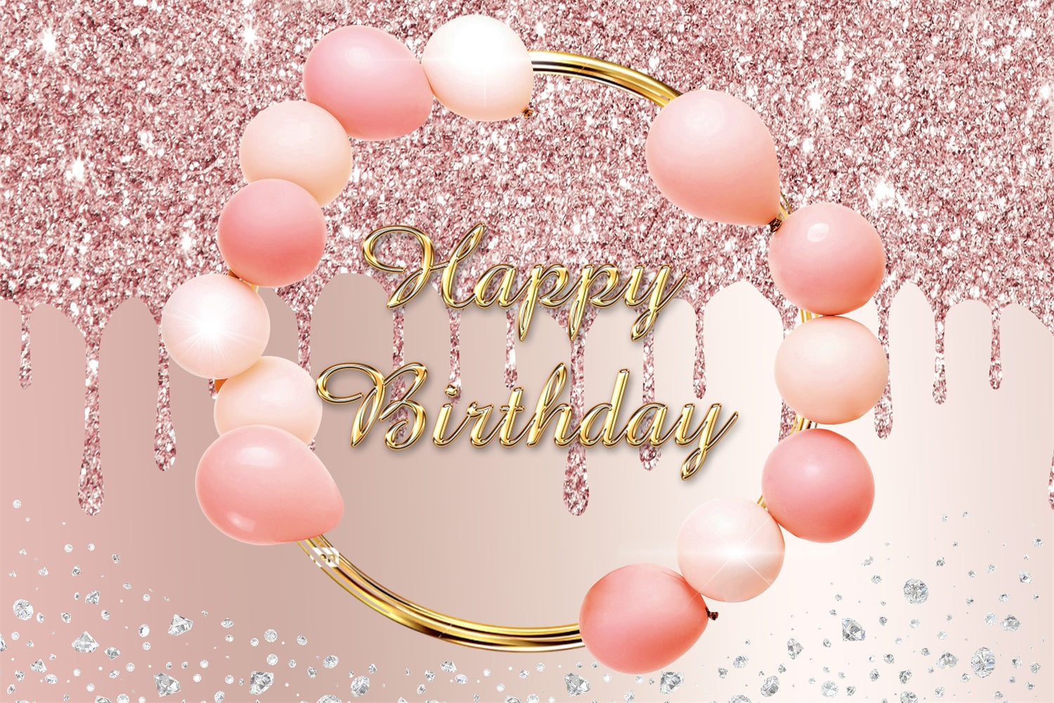 Personalized Birthday Backdrops Pink Balloon Luxe Glitter Backdrop UK RR12-4