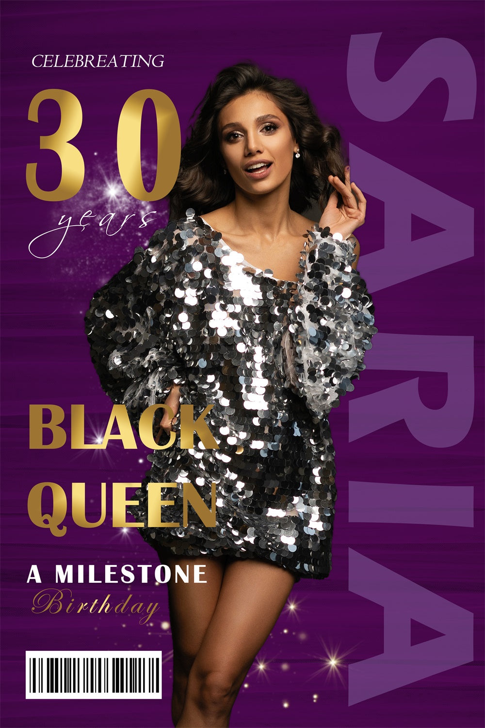 Customize Birthday Backdrop 30th Glamorous Purple Party Backdrop UK RR12-63