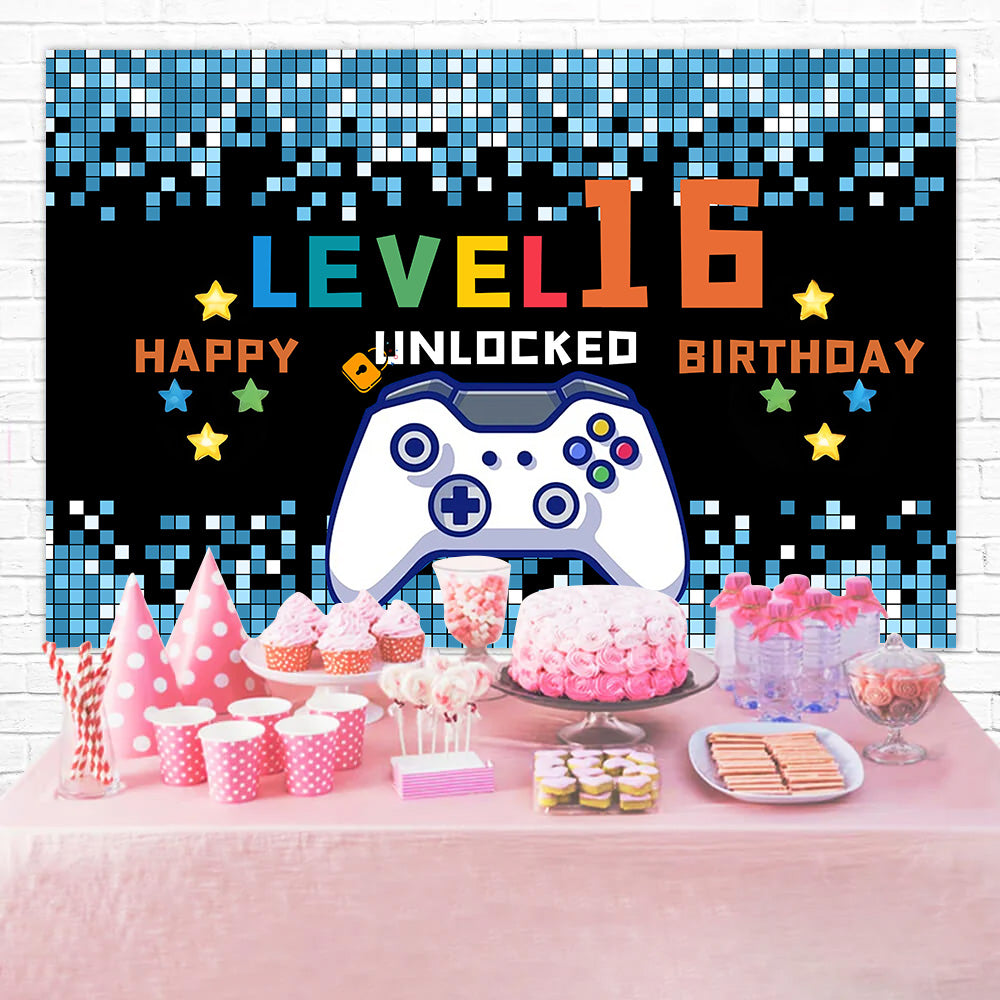 Personalized Birthday Backdrop 16th Digital Controller Celebration Backdrop UK RR12-99