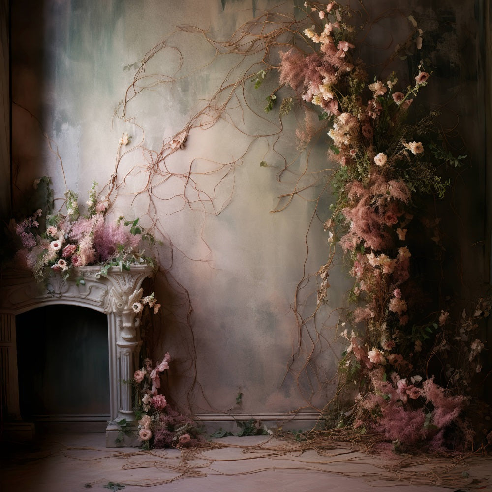 DBackdrop Nostalgic Style Rose Branch Abstract Vintage Backdrop RR4-36