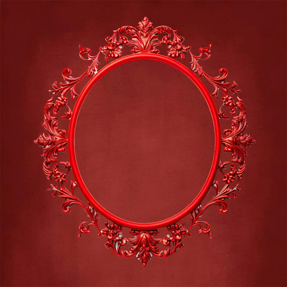 DBackdrop Art Vintage Red Oval Photo Frame Abstract Backdrop RR4-52