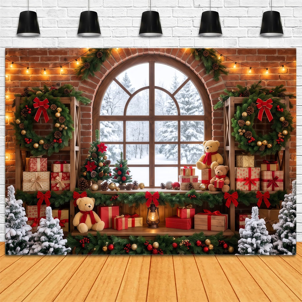 Christmas Window Backdrops Festive Room Wreath Display Christmas Holiday Backdrop UK RR610-124