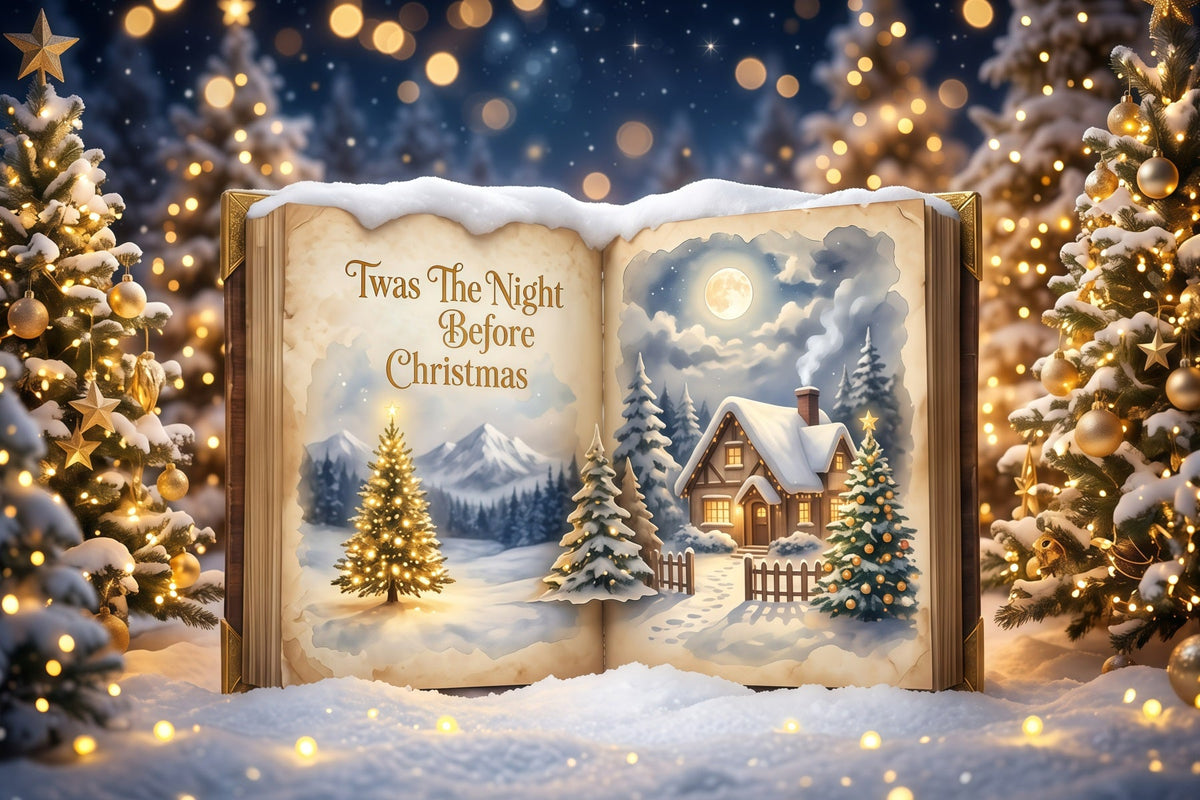 Photography Christmas Backdrop Moonlit Storybook Cottage Christmas Carol Backdrop UK RR610-14