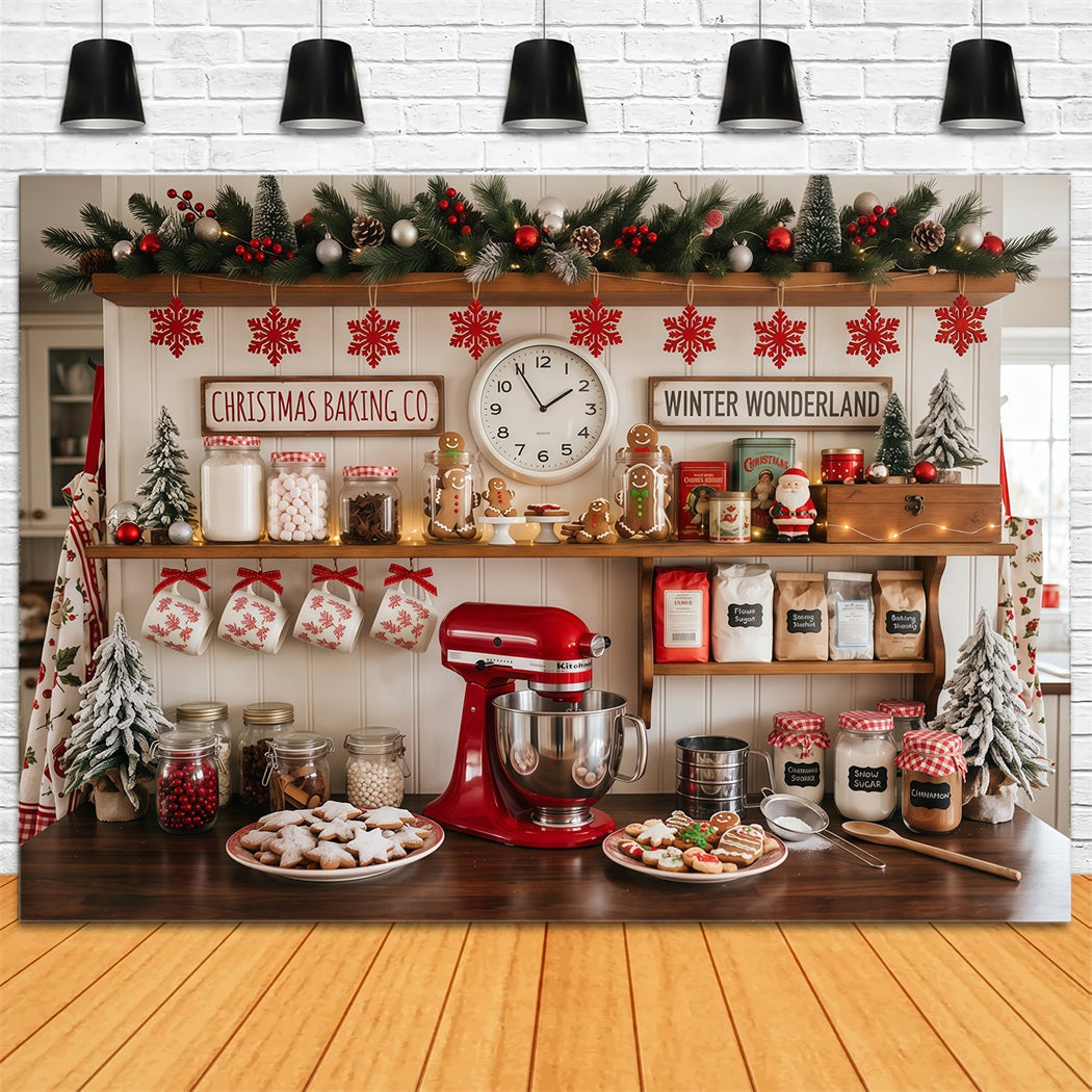 Christmas Backdrop Festive Baking Kitchen Display Gingerbread Photo Backdrop UK RR610-140