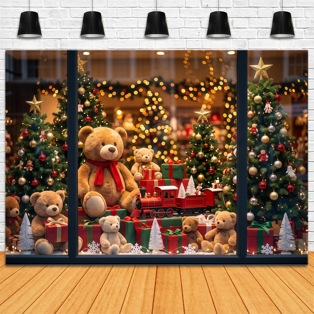 Santa's Toy Shop Backdrop Teddy Bear Toyshop Window Christmas Backdrop Portrait UK RR610-155