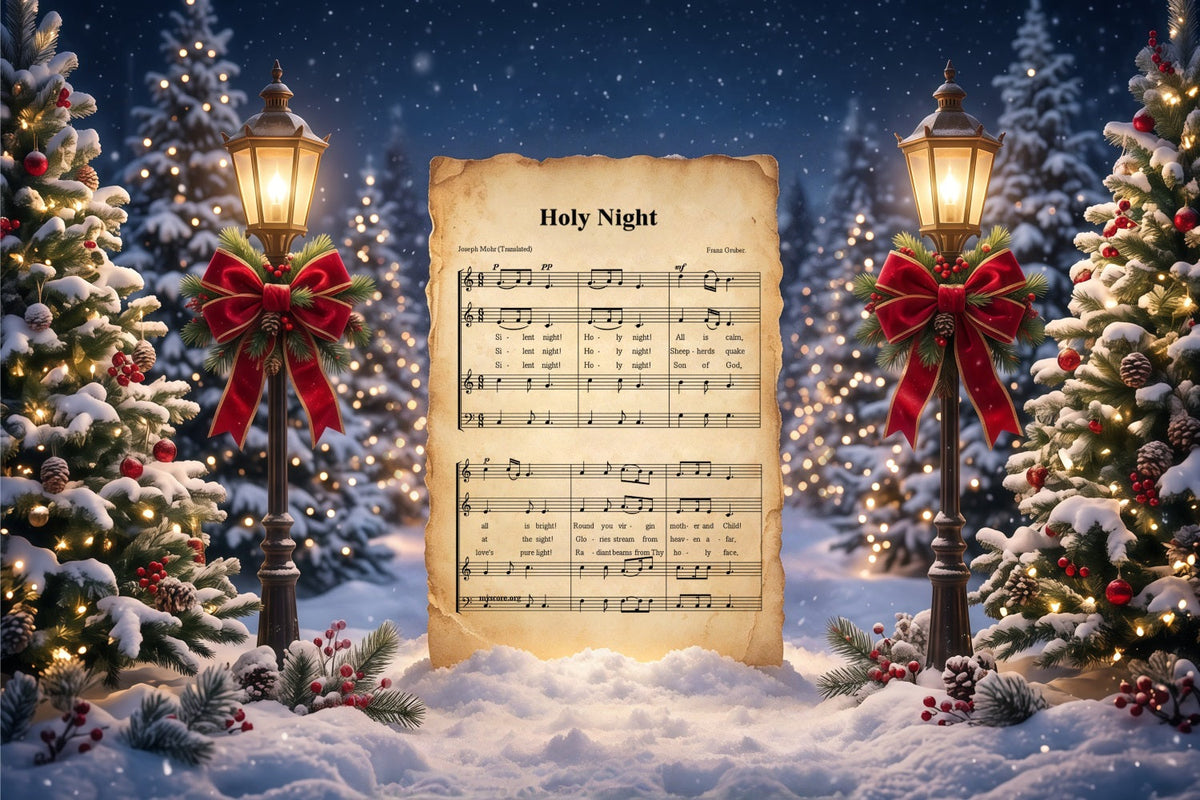 Christmas Carol Backdrop Holy Night Sheet Music Christmas Theme Photo Backdrop UK RR610-167