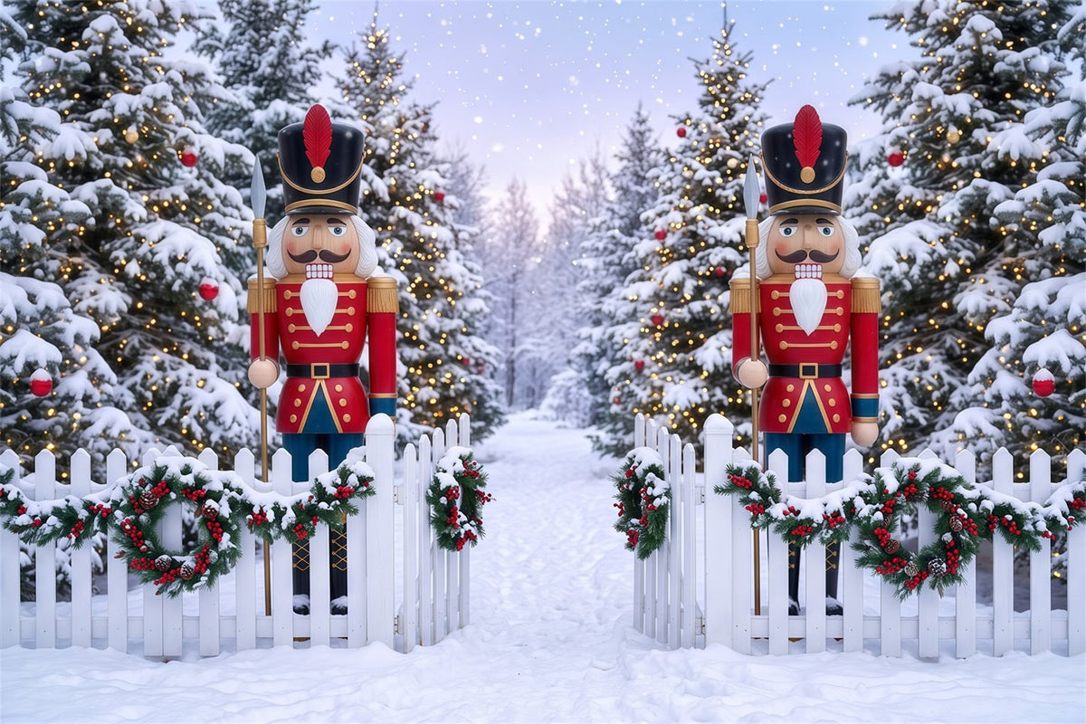 Christmas Backdrop Design Winter Snowy Forest Gate Nutcracker Backdrops UK RR610-2