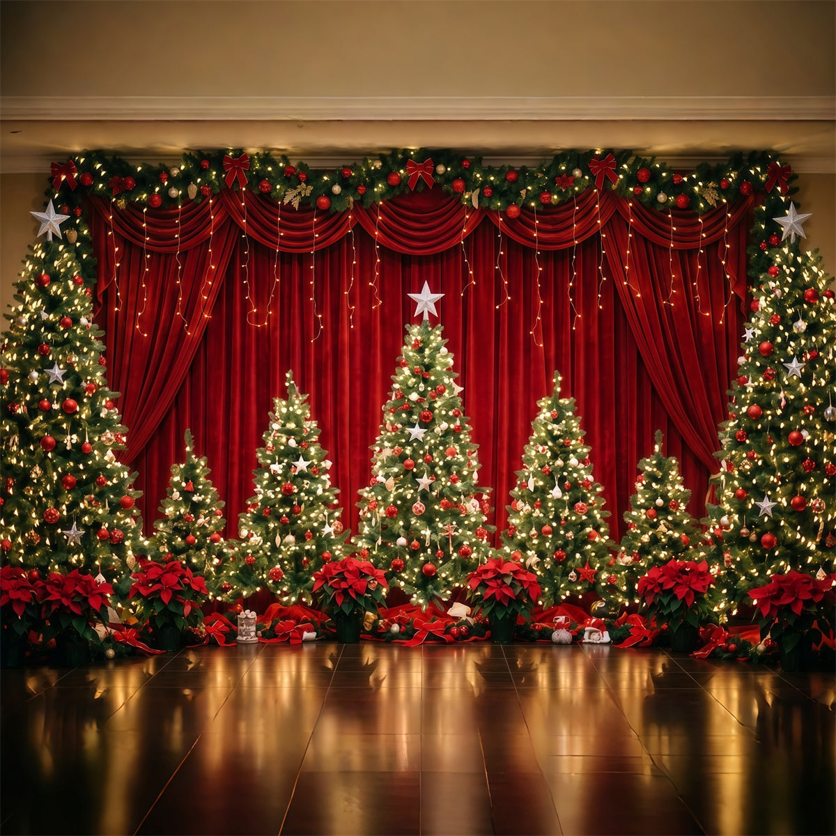 Christmas Backdrop for Photography Velvet Curtain Tree Display Christmas Stage Backdrops UK RR610-99