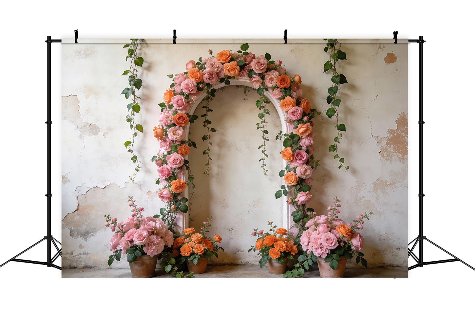 Spring Flower Backdrop Vintage Garden Rose Archway Floral Arch Backdrop UK RR62-3