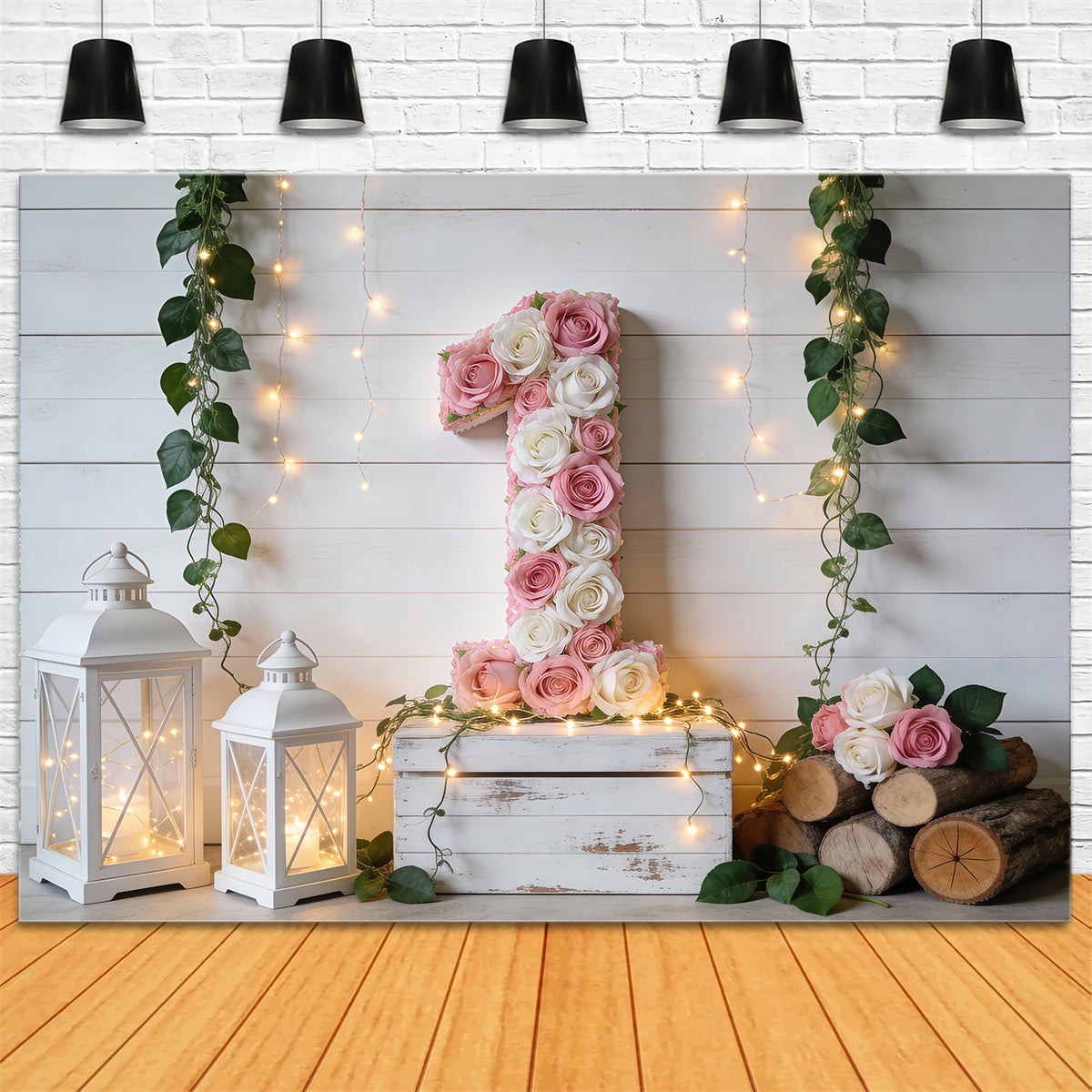 Spring Birthday Backdrop Floral Number One Rustic Charm Floral Backdrop UK RR62-4
