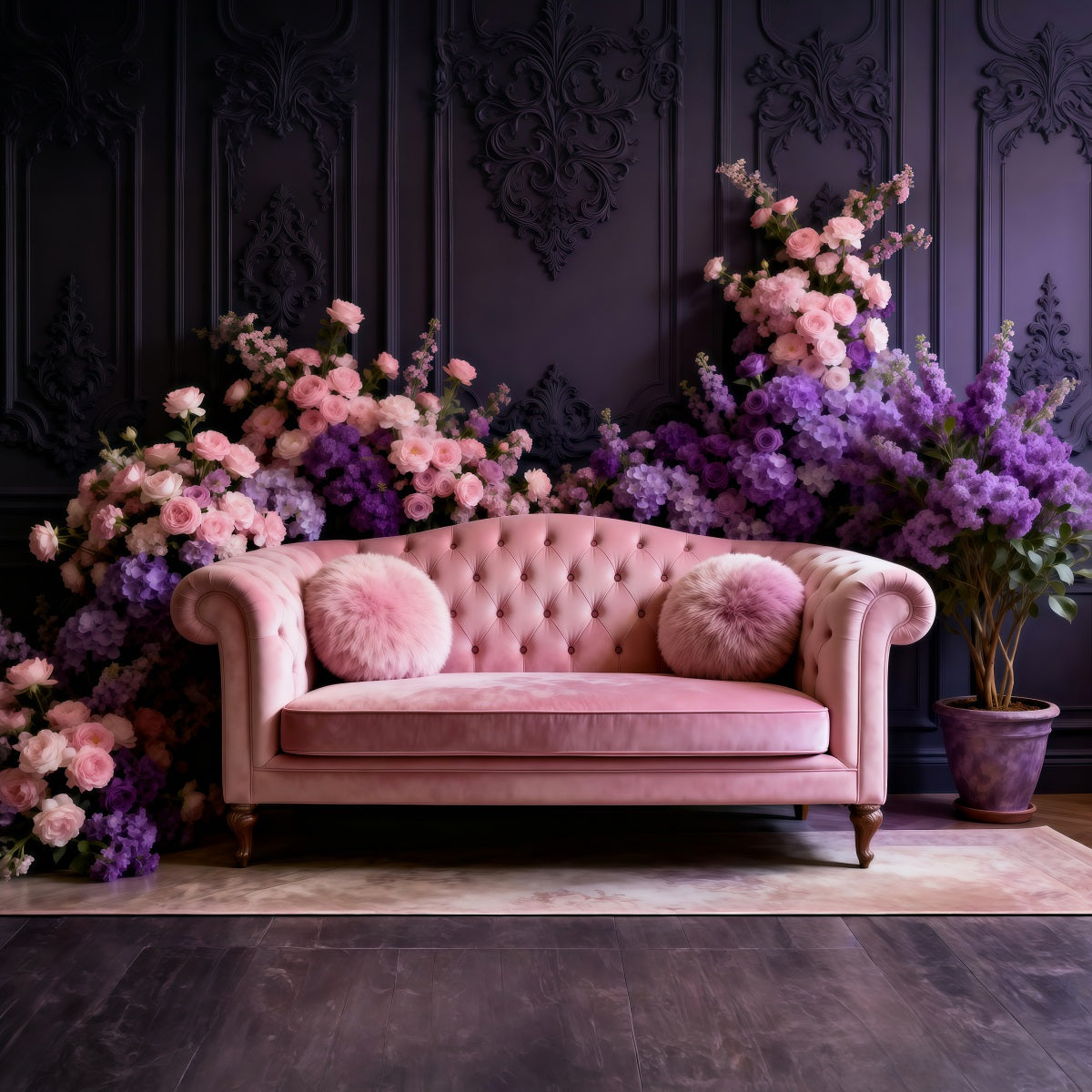 Backdrops For Boudoir Photography Blush Velvet Floral Sofa Vintage Backdrop UK RR62-63