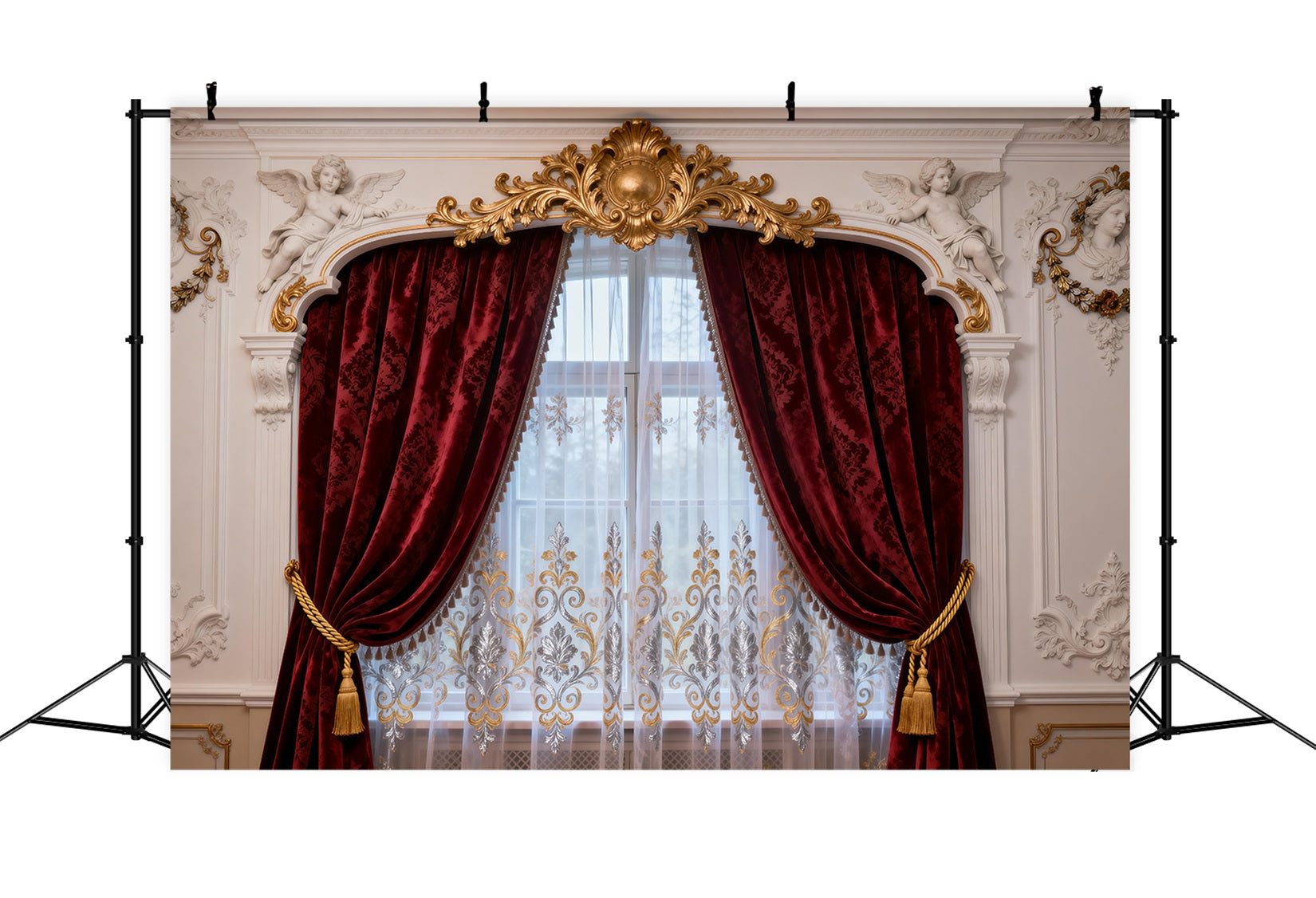 Backdrops For Boudoir Photography Baroque Cherub Velvet Drapery Retro Photo Backdrop UK RR62-79