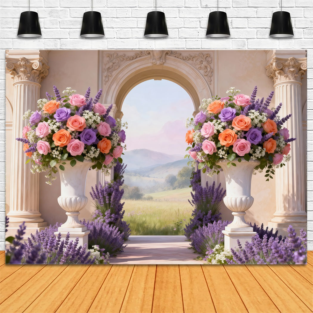 Enchanted Garden Backdrop Pastel Floral Courtyard Valley View Spring Backdrop UK RR62-8