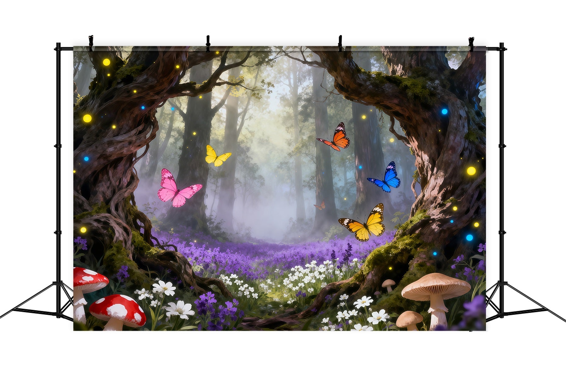 Enchanted Forest Backdrop Butterfly Glowing Fairy Woodland Forest Photo Booth Backdrop UK RR63-121