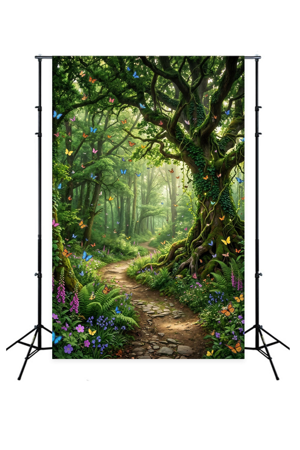 Fairytale Forest Backdrop Butterfly Filled Enchanted Woodland Path Green Forest Backdrop UK RR63-145