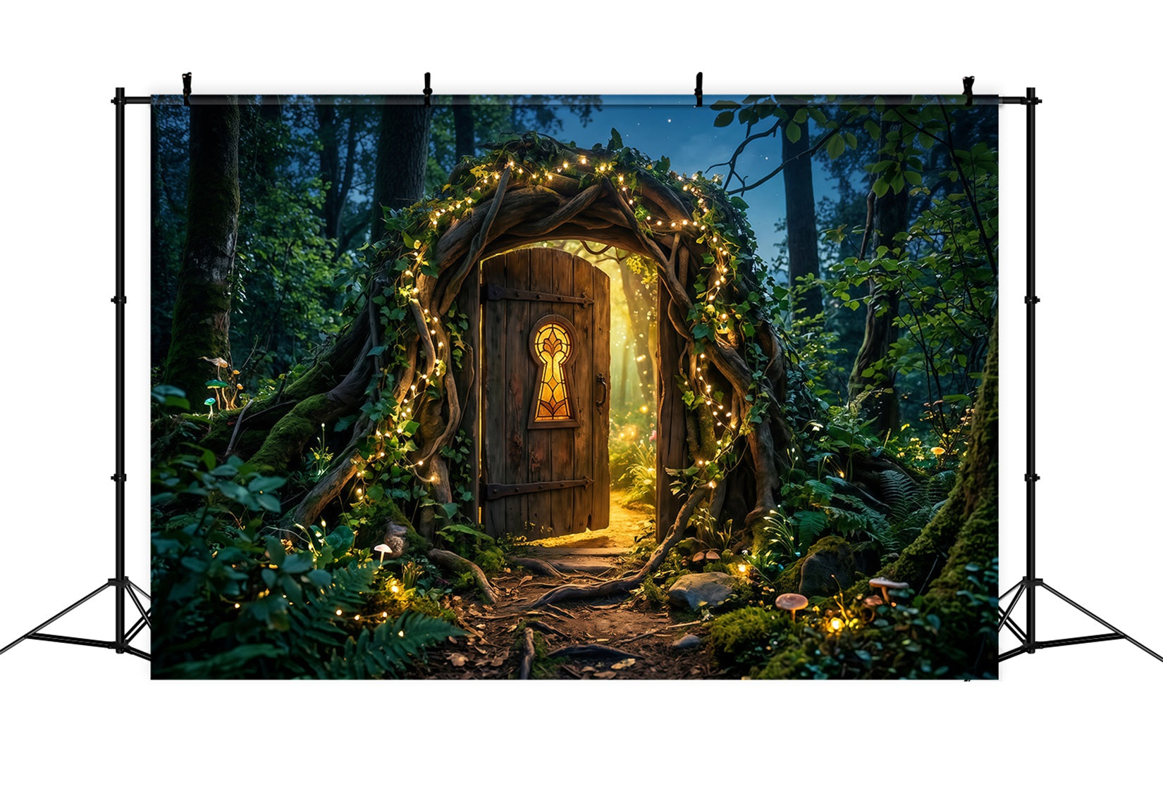 Photography Backdrops Forest Mystic Woodland Doorway Golden Light Entrance Forest Backdrop UK RR63-155