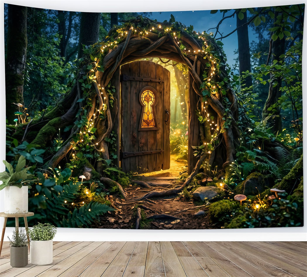 Photography Backdrops Forest Mystic Woodland Doorway Golden Light Entrance Forest Backdrop UK RR63-155